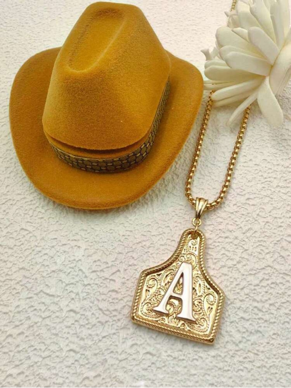 Gold Initial 'A' Western Necklace